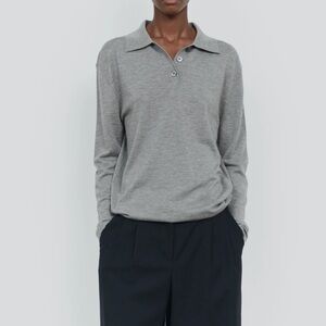 440ME Grey Essential Cashmere Silk Polo — Large $200USD